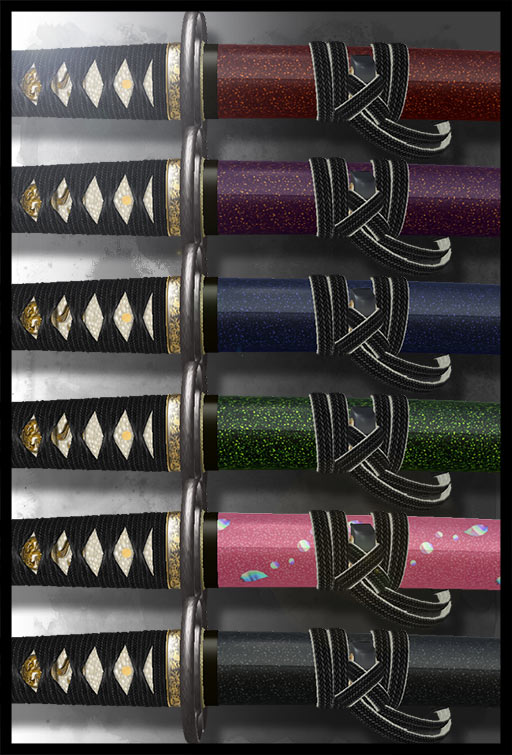 Image: brown, purple, blue, green, pink, and black